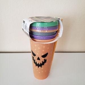 Glow In the Dark Halloween Cups 4 Pack NEW 24 oz Straws Lids Celebrate